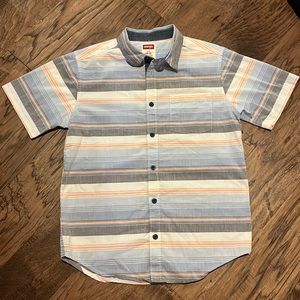 Boys Wrangler Striped Short Sleeve Button Down Large(10-12)